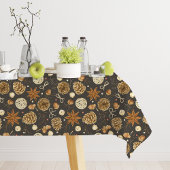 Nappe Chênes rustiques aquarelle bois cônes automne