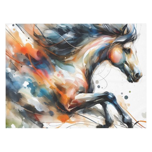 Nappe Cheval courant à l'aquarelle abstraite (Devant (Horizontal))