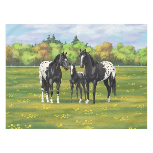 Nappe Chevaux Appaloosa Noir Dans Les Pâturages D'Été (Devant (Horizontal))