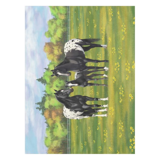 Nappe Chevaux Appaloosa Noir Dans Les Pâturages D'Été (Devant)
