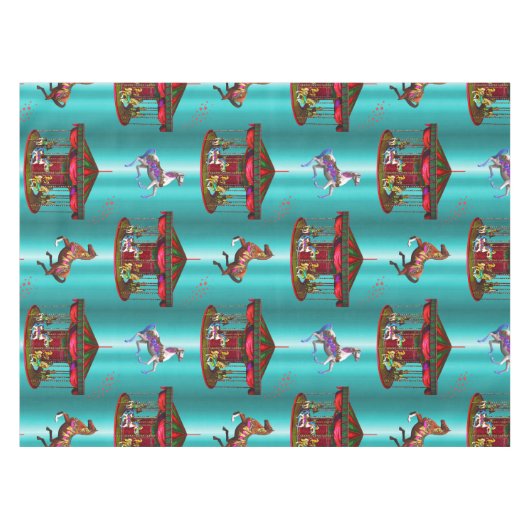 Nappe Chevaux de carrousel en bleu (Devant (Horizontal))