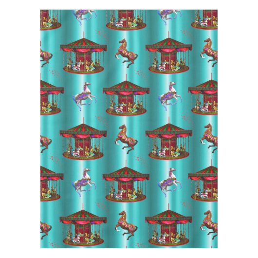 Nappe Chevaux de carrousel en bleu (Devant)