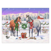 Nappe Chevaux de Noël en neige (Devant (Horizontal))