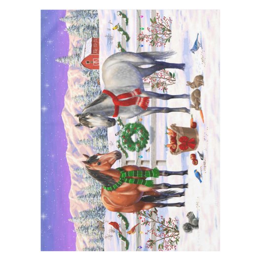 Nappe Chevaux de Noël en neige (Devant)