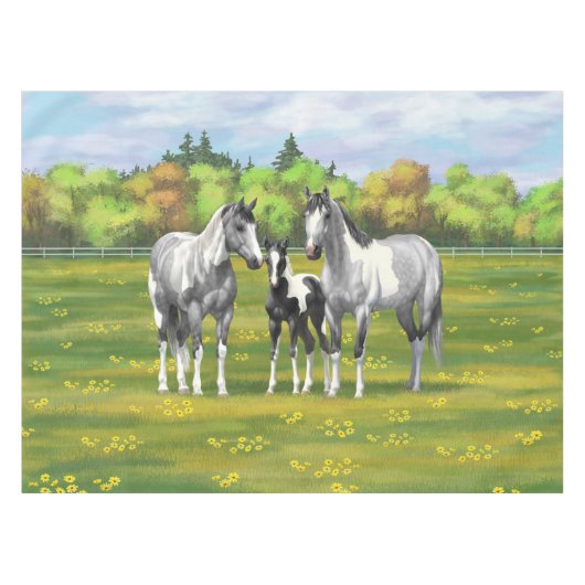 Nappe Chevaux De Peinture Gris De Pâte De Poisson En Été (Devant (Horizontal))