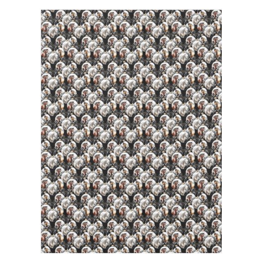 Nappe Chevaux noir et or Citation de Noël (Devant)