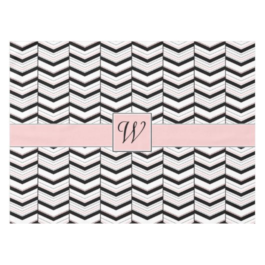 Nappe Chevron Noir Blanc et Bleu (Devant (Horizontal))