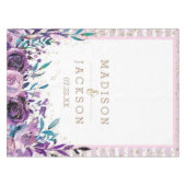 Nappe Chic Champagne Floral Mariage or violet Monogramme (Devant (Horizontal))
