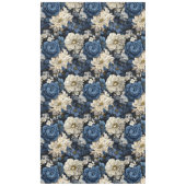 Nappe chic fleurs roses ivoire bleu designer (Devant)