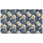 Nappe chic fleurs roses ivoire bleu designer (Devant (Horizontal))