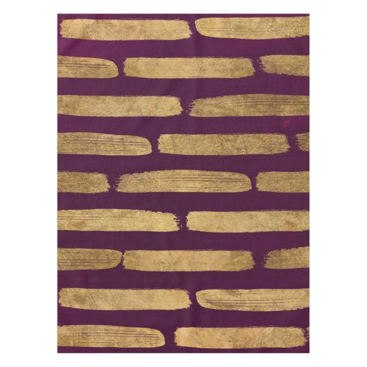 Nappe Chic moderne Faux Gold Brushstrokies sur violet (Devant)