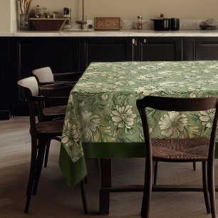 Nappe Chic vintage vert pastel doux et fleurs blanches