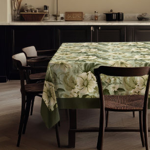Nappe Chic vintage vert pastel doux et fleurs d'ivoire