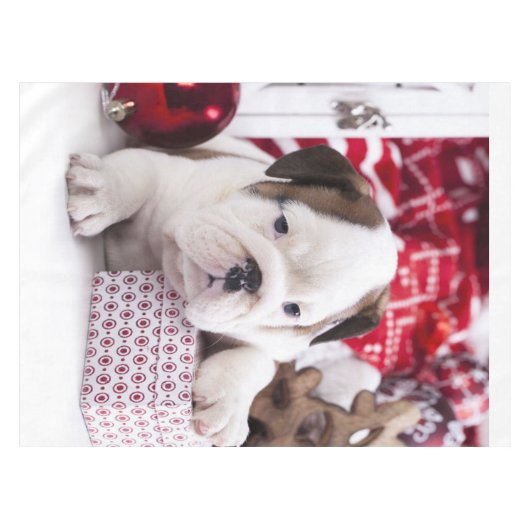 Nappe Chien-chien anglais mignon | Noël drôle (Devant (Horizontal))