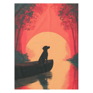 Nappe Chien noir minimaliste du coucher du soleil