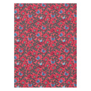 Nappe Chien rose et papillons en rouge et bleu