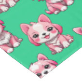 Nappe Chien rose Motif design - Vert (Angle)