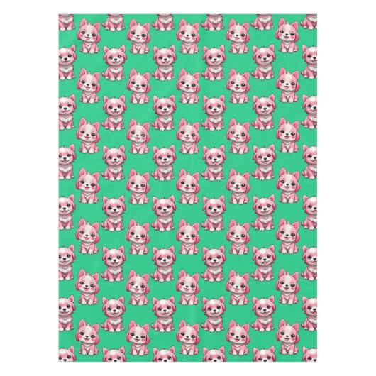 Nappe Chien rose Motif design - Vert (Devant)