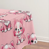 Nappe Chiens roses mignons (In Situ)