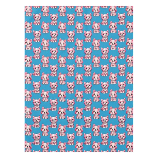 Nappe Chiens roses mignons - Bleu (Devant)