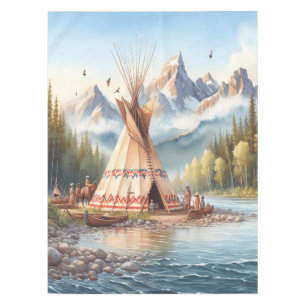 Nappe Chiffre traditionnel indien Teepee Nature Scène Di
