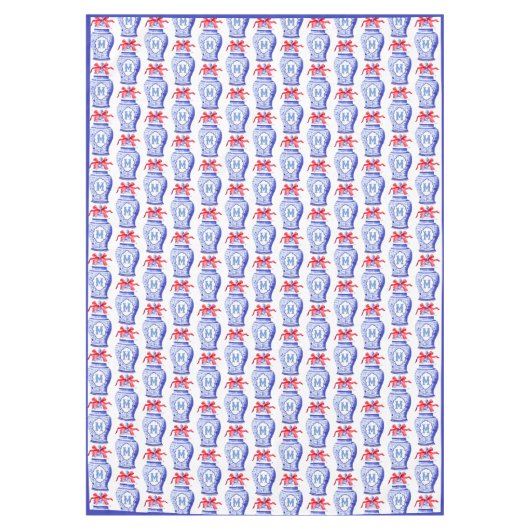 Nappe Chinoiserie Ginger Jar Monogramme | Bow rouge (Devant)