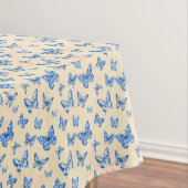 Nappe Chinoiserie Rétro Papillons bleus Blush Ivor (In Situ)