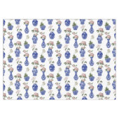 Nappe Chinoiserie vases bleus et fleurs  (Devant (Horizontal))