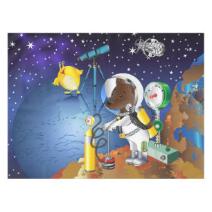 Nappe Chiot dans l'espace un alien avec un télescope