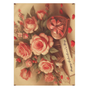Nappe Chocolats et fleurs de la Saint-Valentin vintage