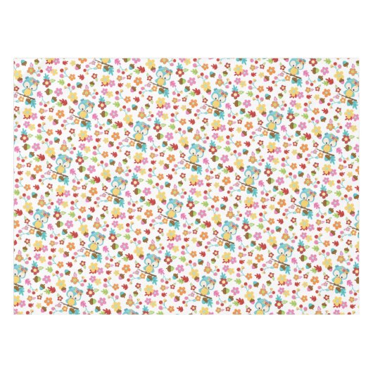 Nappe Chouette boisée mignonne et fleurs Baby shower béb (Devant (Horizontal))