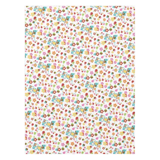 Nappe Chouette boisée mignonne et fleurs Baby shower béb (Devant)