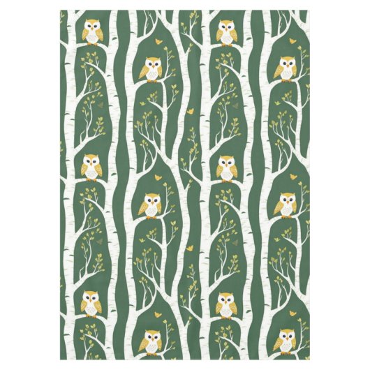 Nappe Chouette lunaire et Motif de bouleau (Devant)