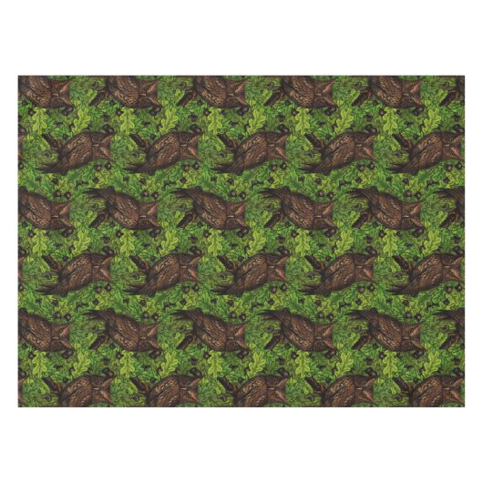 Nappe Chouettes dans le chêne, vert et marron (Devant (Horizontal))
