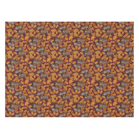 Nappe Chouettes d'automne sur rouge foncé (Devant (Horizontal))