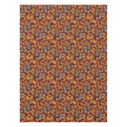 Nappe Chouettes d'automne sur rouge foncé (Devant)