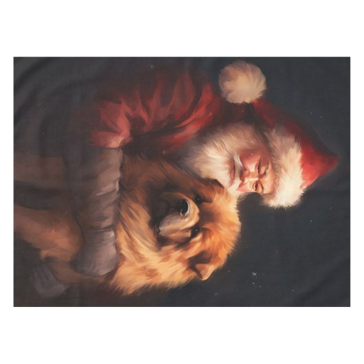 Nappe Chow Chow avec Noël Festif du Père Noël (Devant (Horizontal))