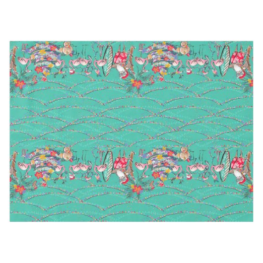 Nappe Chrétiens tropicaux avec Père Noël et Flamants ros (Devant (Horizontal))