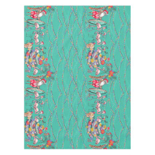 Nappe Chrétiens tropicaux avec Père Noël et Flamants ros