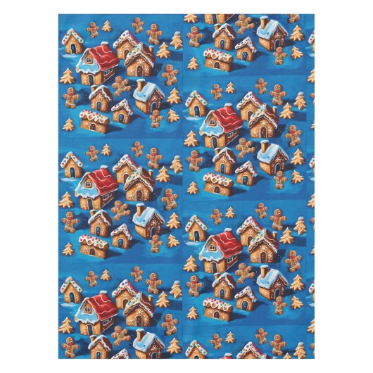 Nappe Christmas ginger Cookies Houses Trees Holiday deco (Devant)