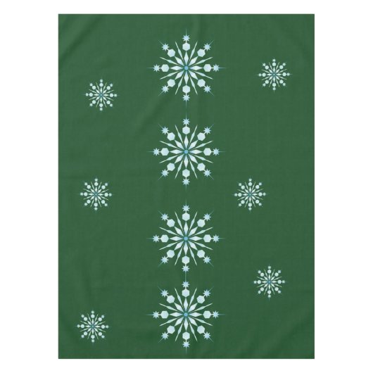 Nappe Christmas Green Tablecloth with Snowflake Pattern (Devant)