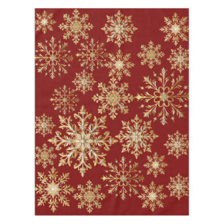 Nappe Christmas Or et Flocon de neige Rouge