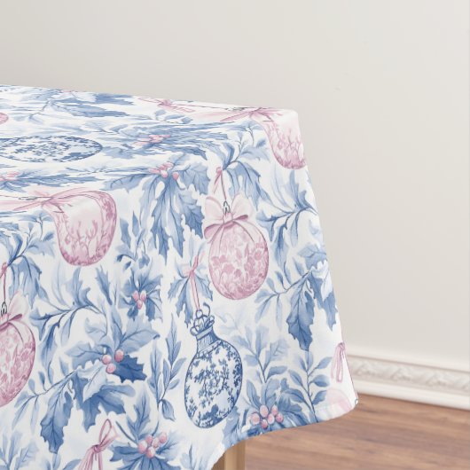 Nappe Christmas ornaments soft blue pink toile paper (In Situ)