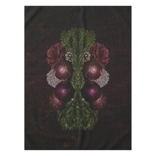 Nappe Christmas Party Pink Ornament Green Leaves Black (Devant)