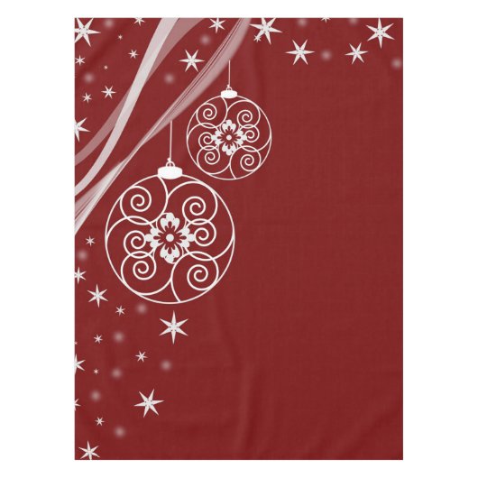 Nappe Christmas Party White Ornaments Stars Red Elegant (Devant)