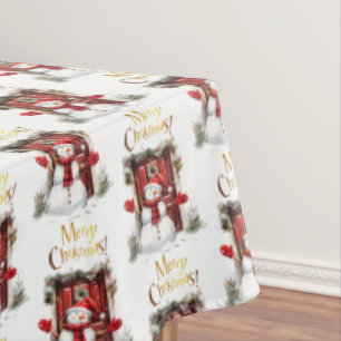 Nappe Christmas Snowman Gold Joyeux Noël Texte