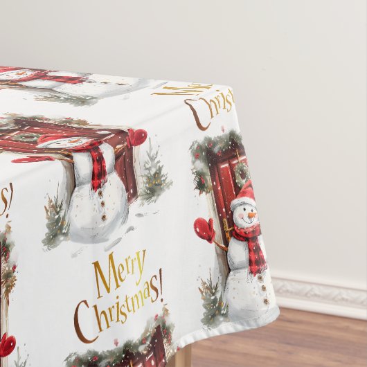 Nappe Christmas Snowman Gold Joyeux Noël Texte (In Situ)
