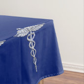 Nappe Chrome Comme Caduceus Symbole Médicale sur Marine  (In Situ)