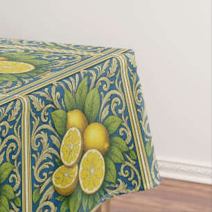 Nappe Citron Amalfi Bleu Méditerranée Art Nouveau