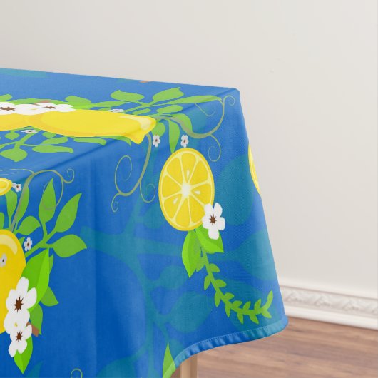 Nappe Citrons bleus et jaunes d'été motifs floraux (In Situ)